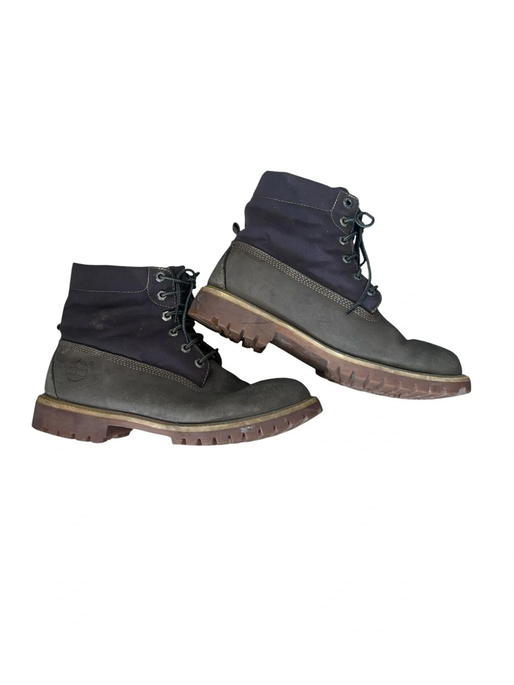 Timberland Men's Brown Suede and Dark Brown Canvas Lace-Up Boots Size 10